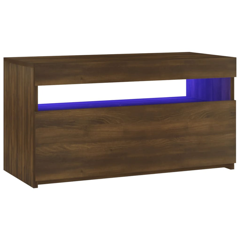 Tv-meubel met LED-verlichting 75x35x40 cm bruin eikenkleur