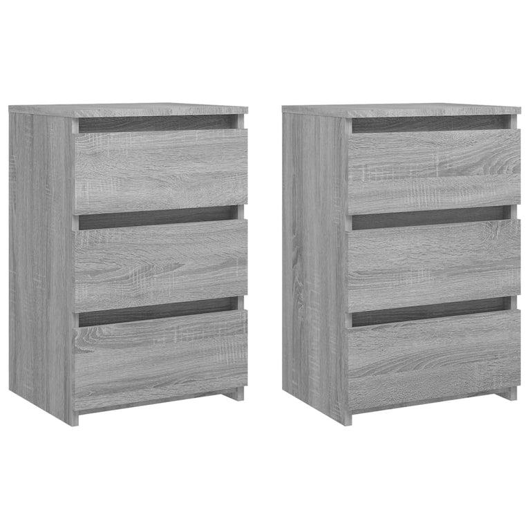 Nachtkastjes 2 st 40x35x62,5 cm bewerkt hout grijs sonoma eiken