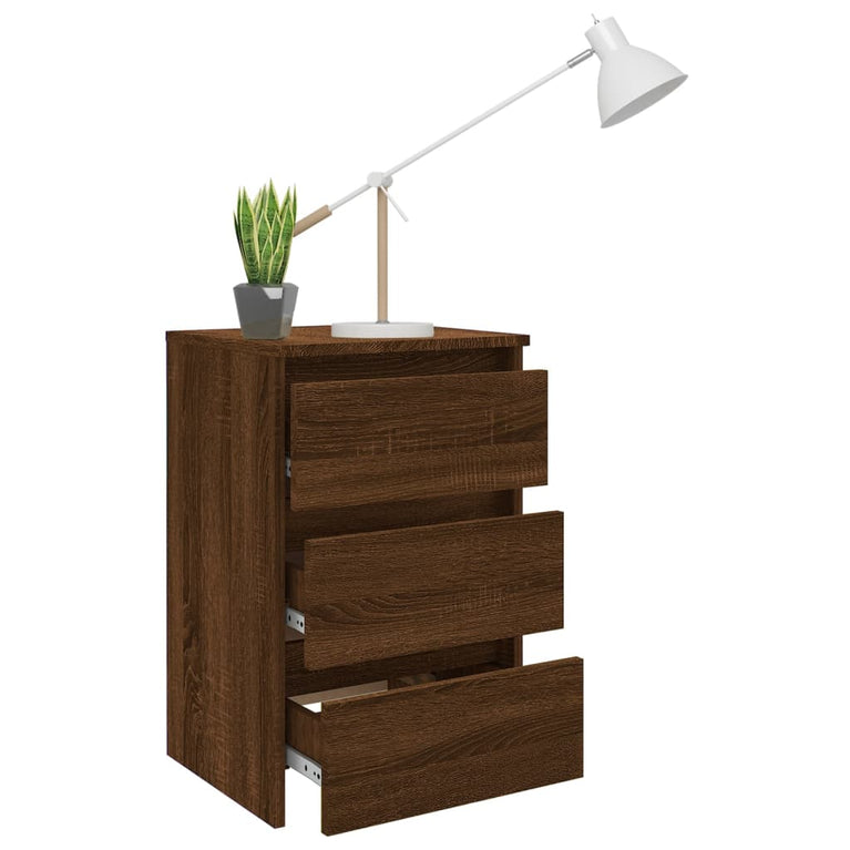 Nachtkastjes 2 st 40x35x62,5 cm bewerkt hout bruin eikenkleur