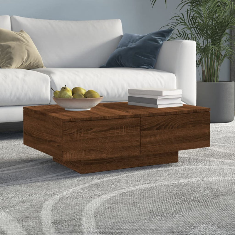 Salontafel 90x60x31 cm bewerkt hout bruin eikenkleur