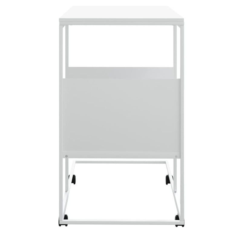 Bijzettafel met wieltjes 55x36x63,5 bewerkt hout wit