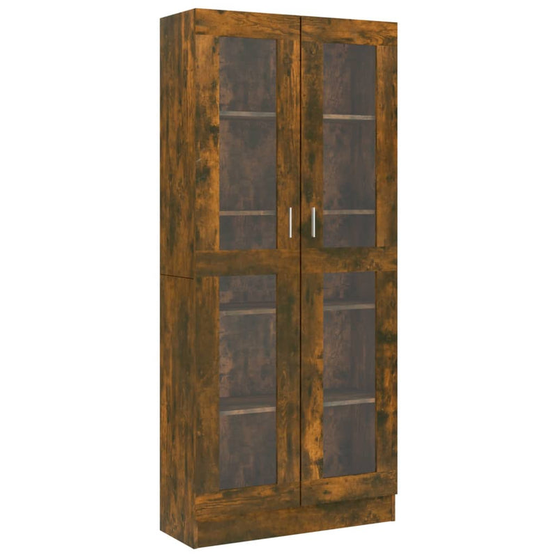 Vitrinekast 82,5x30,5x185,5 cm bewerkt hout gerookt eikenkleur