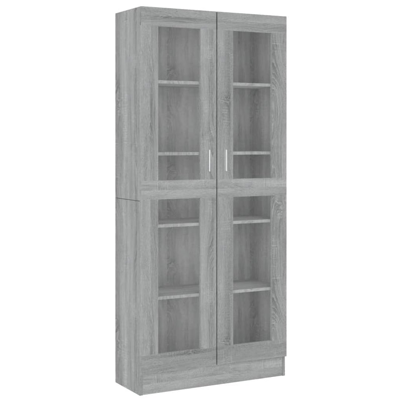 Vitrinekast 82,5x30,5x185,5 cm bewerkt hout grijs sonoma eiken