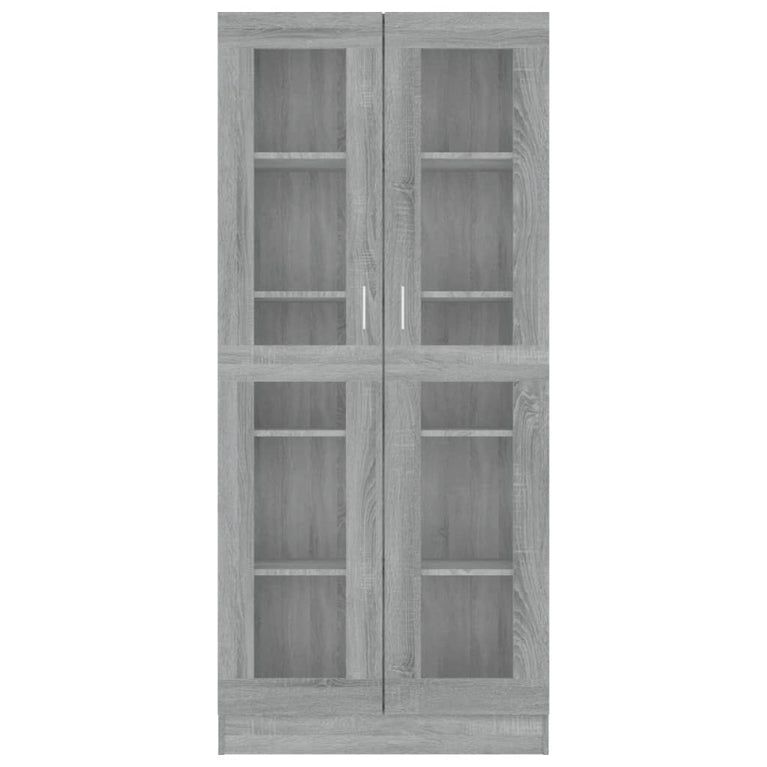 Vitrinekast 82,5x30,5x185,5 cm bewerkt hout grijs sonoma eiken