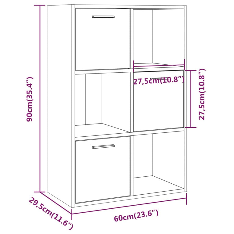Opbergkast 60x29,5x90 cm grijs sonoma eikenkleurig