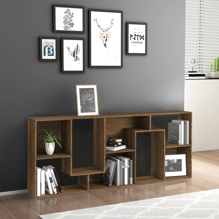 Boekenkast 67x24x161 cm bewerkt hout bruineikenkleurig
