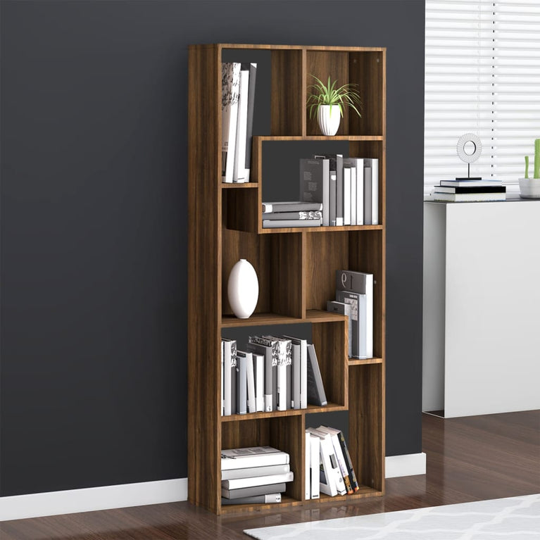 Boekenkast 67x24x161 cm bewerkt hout bruineikenkleurig