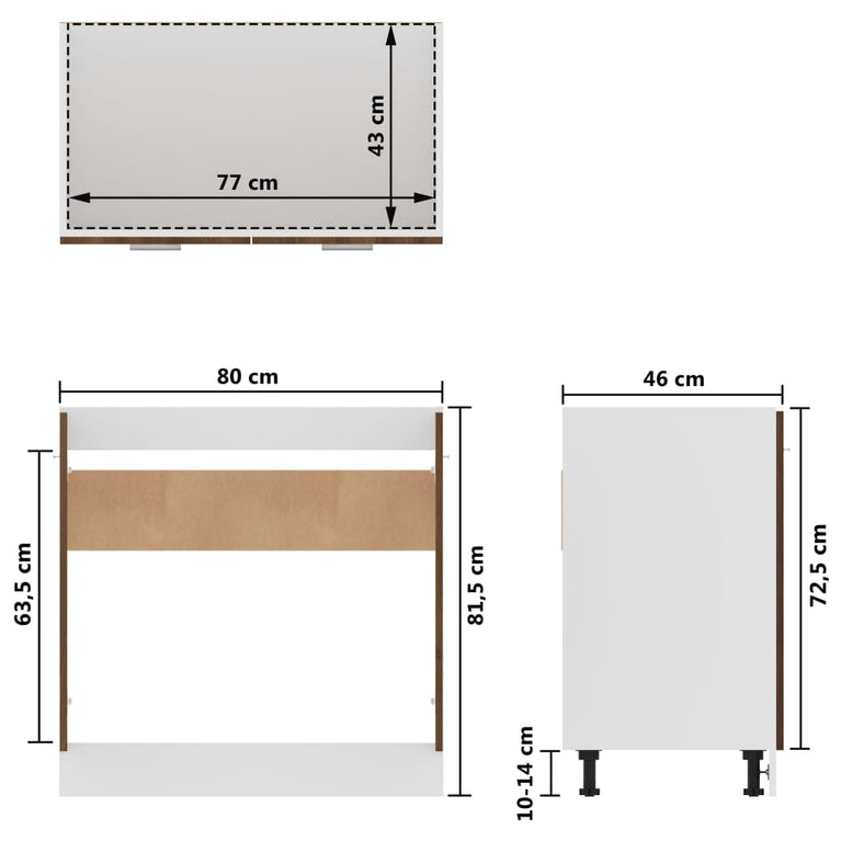 Gootsteenkast 80x46x81,5 cm bewerkt hout bruineikenkleurig