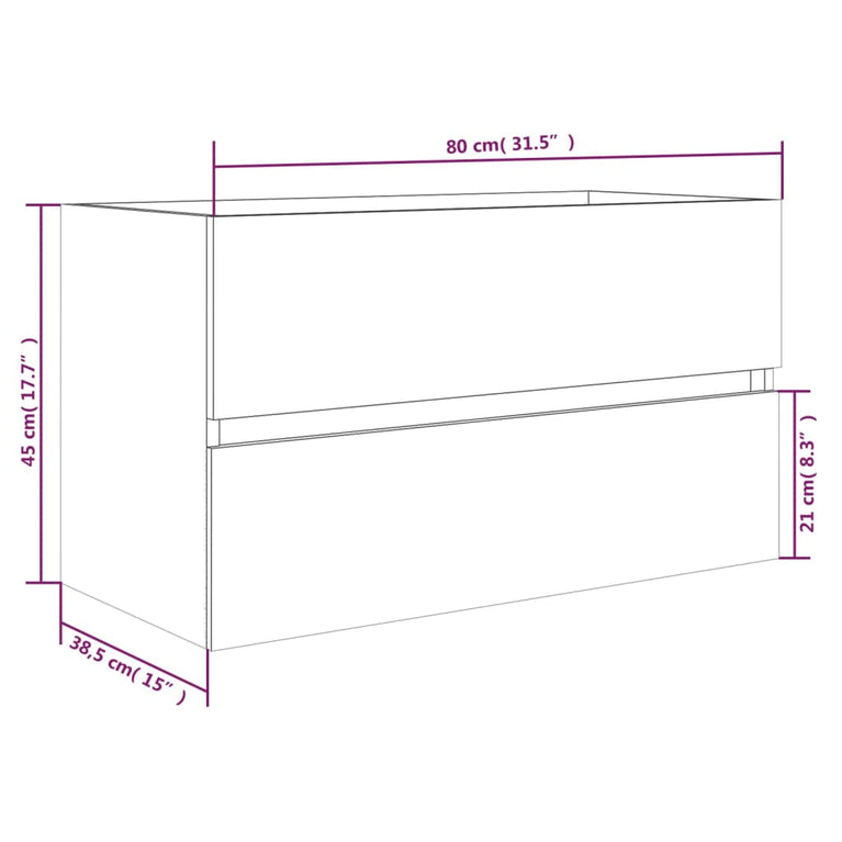 Wastafelkast 80x38,5x45 cm bewerkt hout bruineikenkleurig