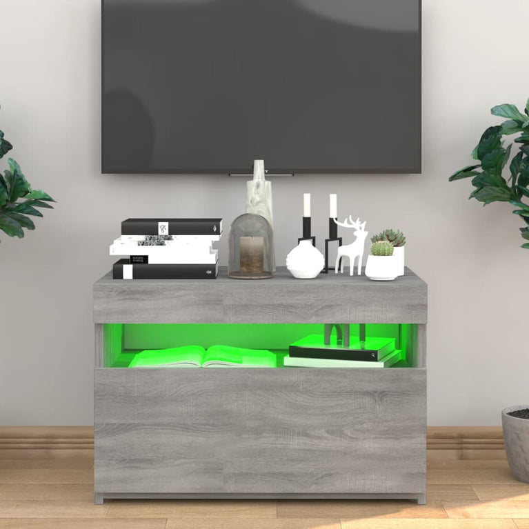 Tv-meubel met LED-verlichting 60x35x40 cm grijs sonoma eiken
