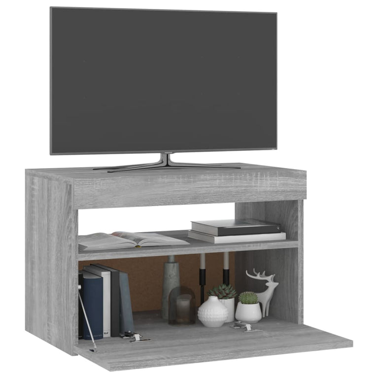 Tv-meubel met LED-verlichting 60x35x40 cm grijs sonoma eiken