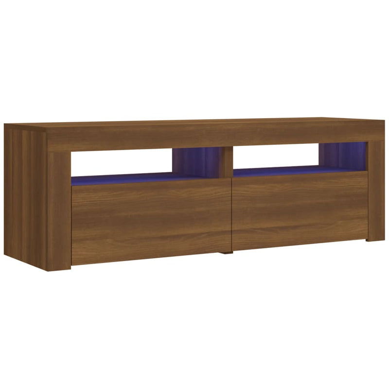 Tv-meubel met LED-verlichting 120x35x40 cm bruin eikenkleur