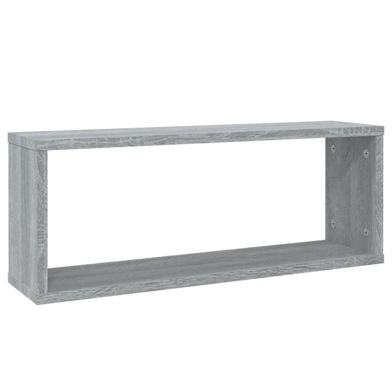 Wandschappen kubus 2 st 60x15x23 cm bewerkt hout grijs sonoma