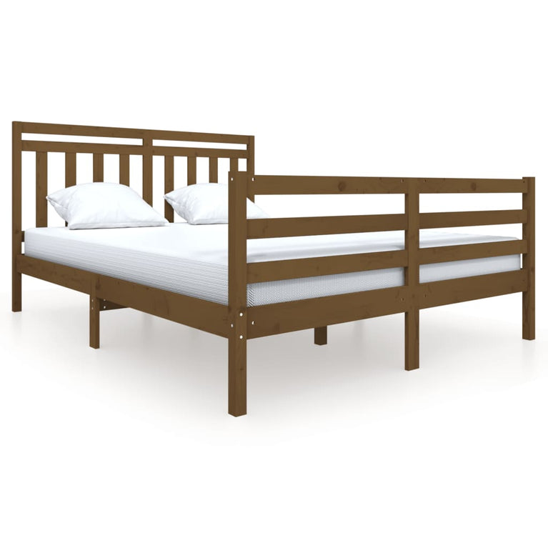 Bedframe massief hout honingbruin 160x200 cm