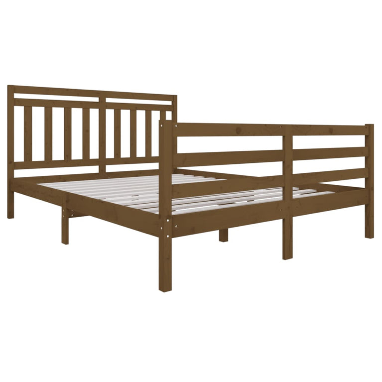 Bedframe massief hout honingbruin 160x200 cm