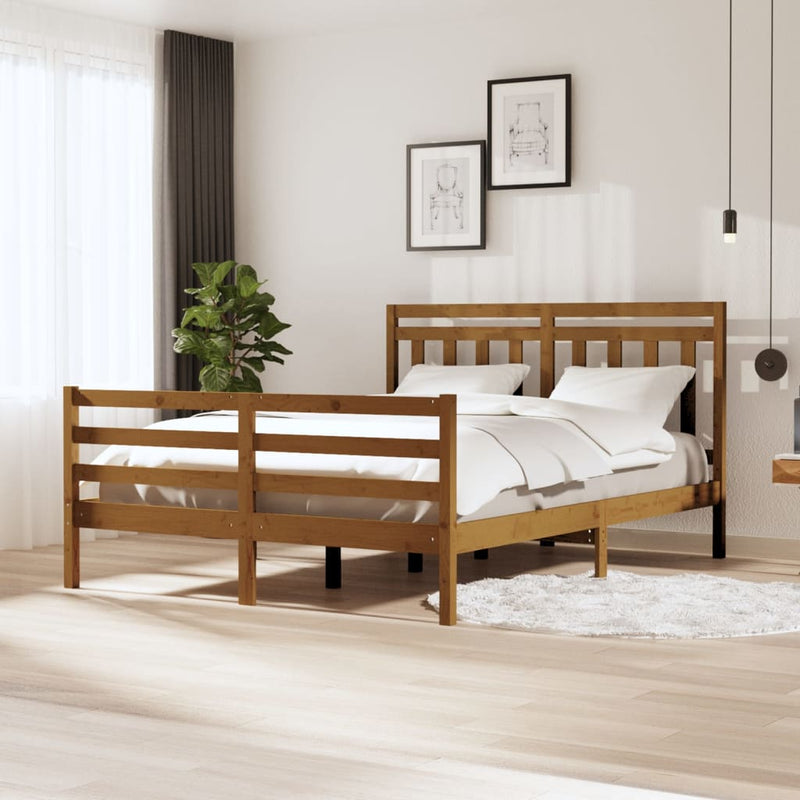 Bedframe massief hout honingbruin 160x200 cm