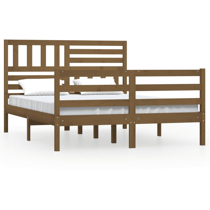 Bedframe massief hout honingbruin 160x200 cm