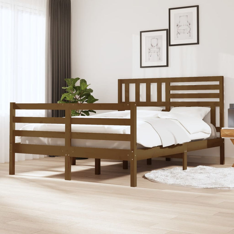Bedframe massief hout honingbruin 160x200 cm