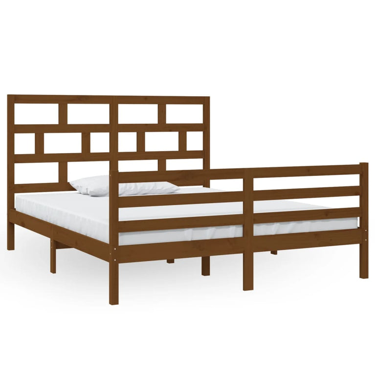 Bedframe massief grenenhout honingbruin 160x200 cm