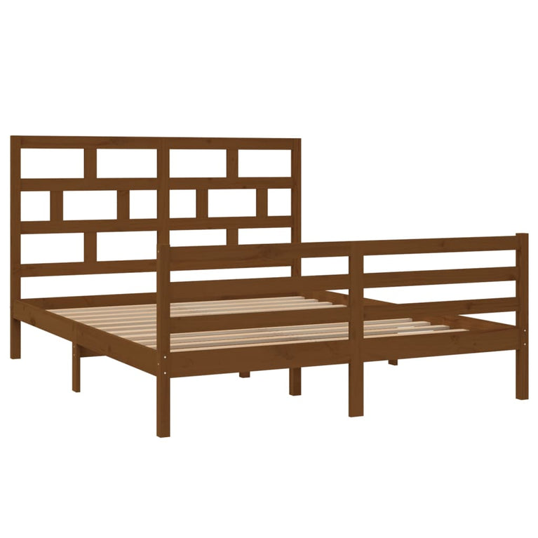 Bedframe massief grenenhout honingbruin 160x200 cm