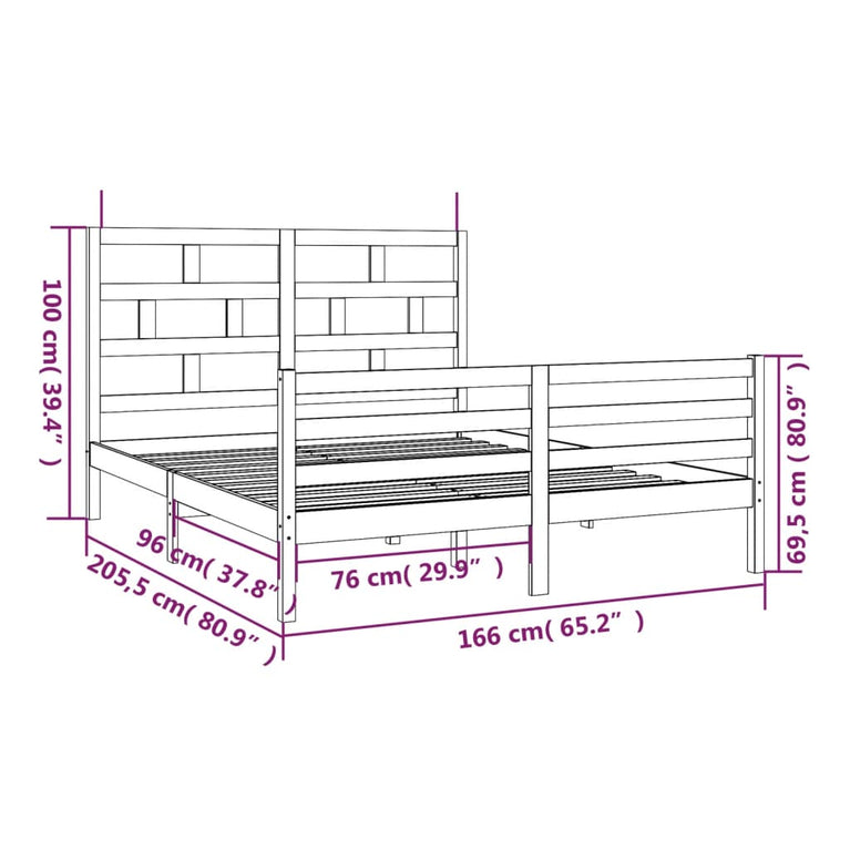 Bedframe massief grenenhout honingbruin 160x200 cm
