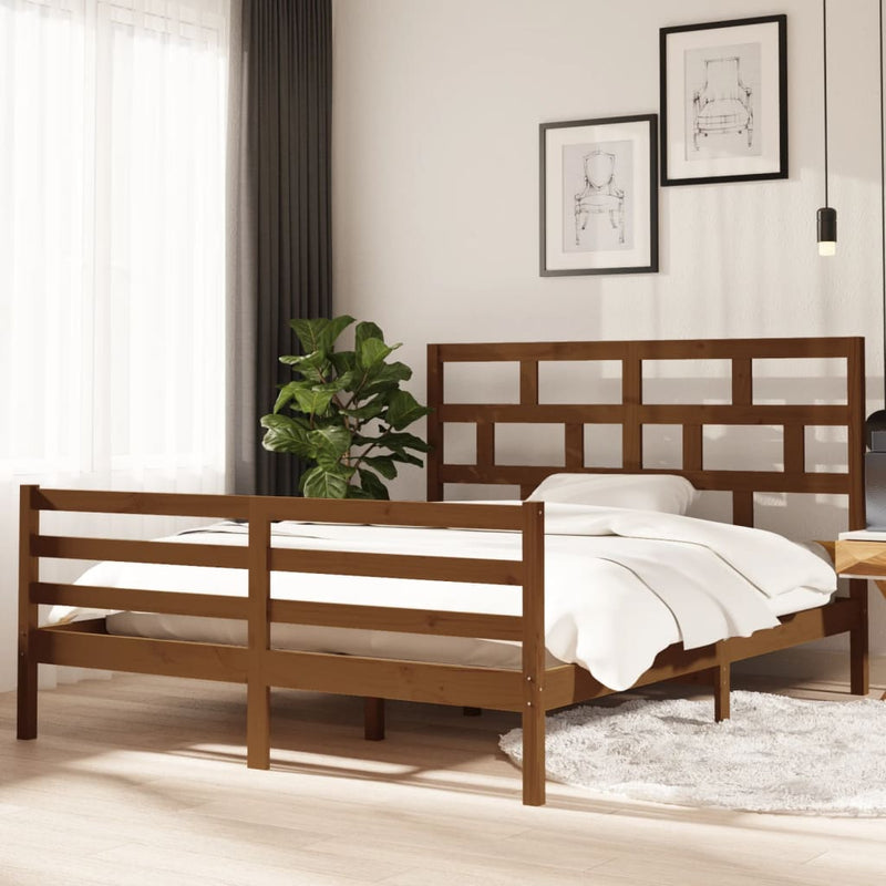 Bedframe massief grenenhout honingbruin 160x200 cm