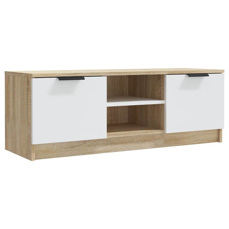 Tv-meubel 102x35x36,5 cm bewerkt hout wit sonoma eikenkleurig