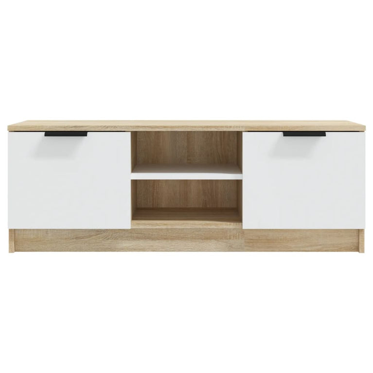 Tv-meubel 102x35x36,5 cm bewerkt hout wit sonoma eikenkleurig