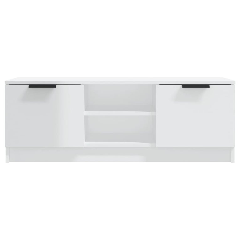 Tv-meubel 102x35x36,5 cm bewerkt hout hoogglans wit