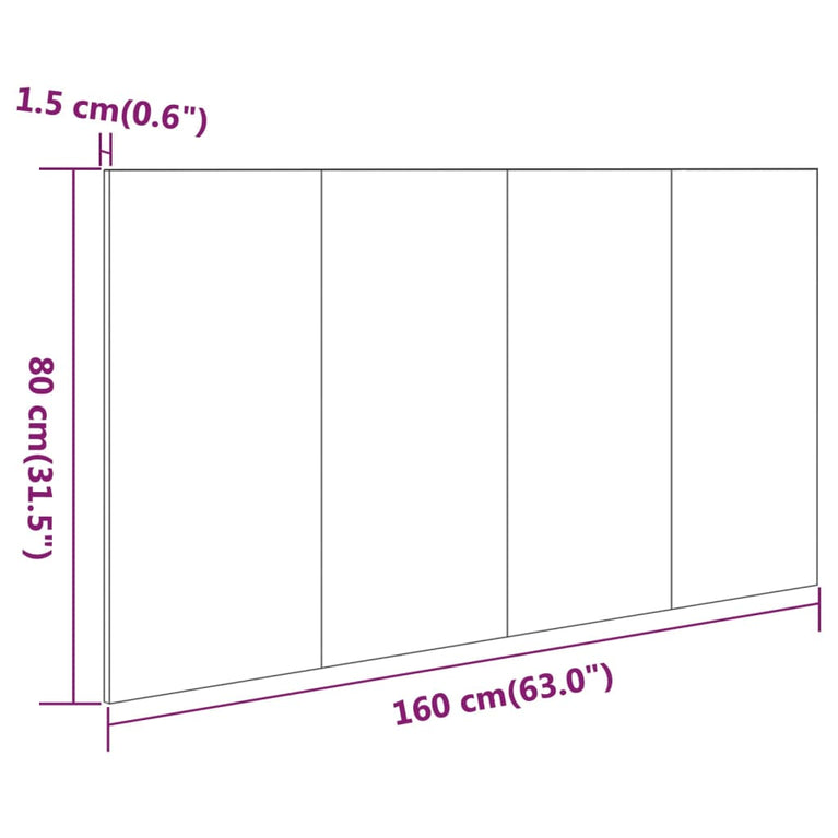 Hoofdbord 160x1,5x80 cm bewerkt hout gerookt eikenkleurig