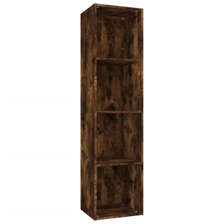 Boekenkast / tv-meubel 36x30x143 cm bewerkt hout gerookt eiken