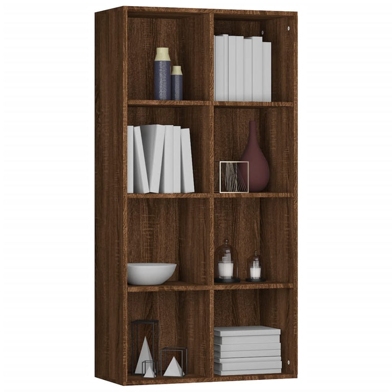 Boekenkast 66x30x130 cm bewerkt hout bruin eikenkleur