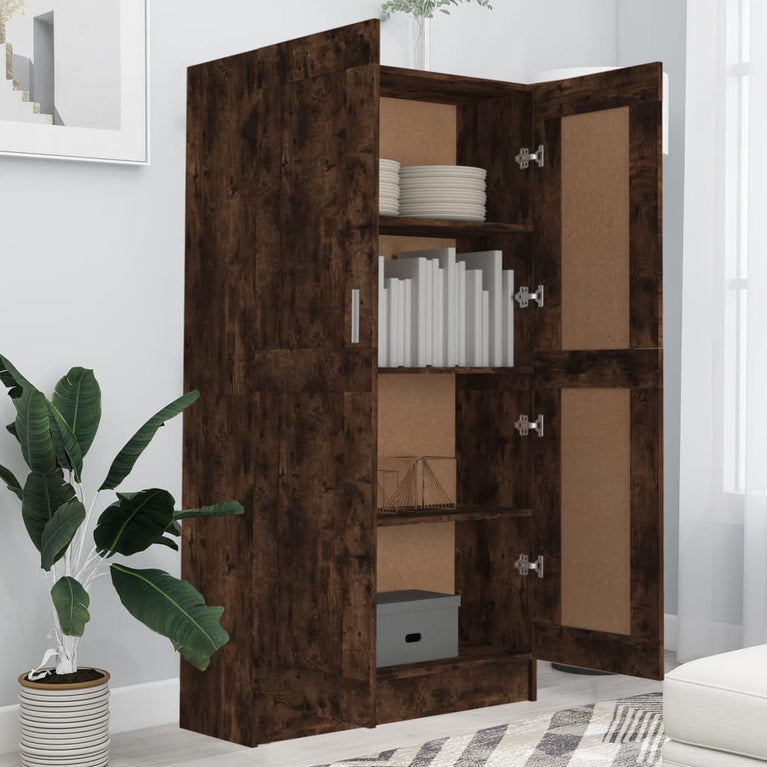 Boekenkast 82,5x30,5x150 cm bewerkt hout gerookt eikenkleurig