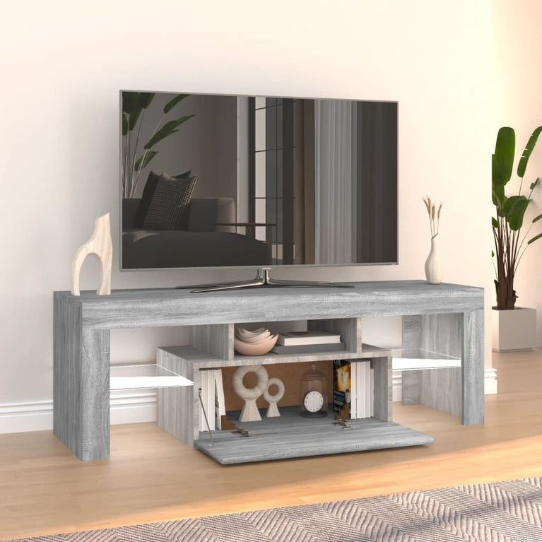 Tv-meubel met LED-verlichting 120x35x40 cm grijs sonoma eiken