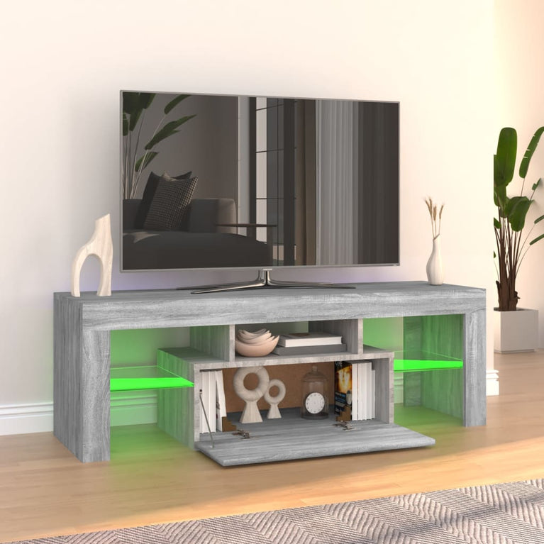 Tv-meubel met LED-verlichting 120x35x40 cm grijs sonoma eiken