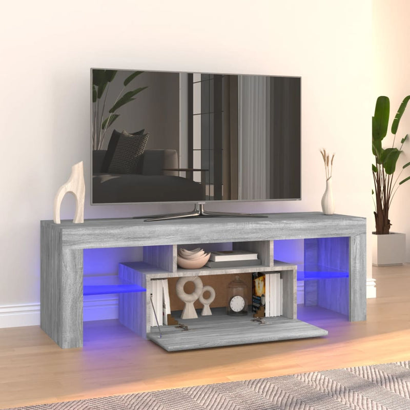 Tv-meubel met LED-verlichting 120x35x40 cm grijs sonoma eiken