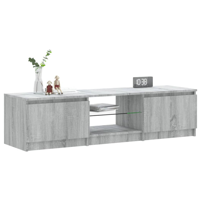 Tv-meubel met LED-verlichting 140x40x35,5 cm grijs sonoma eiken