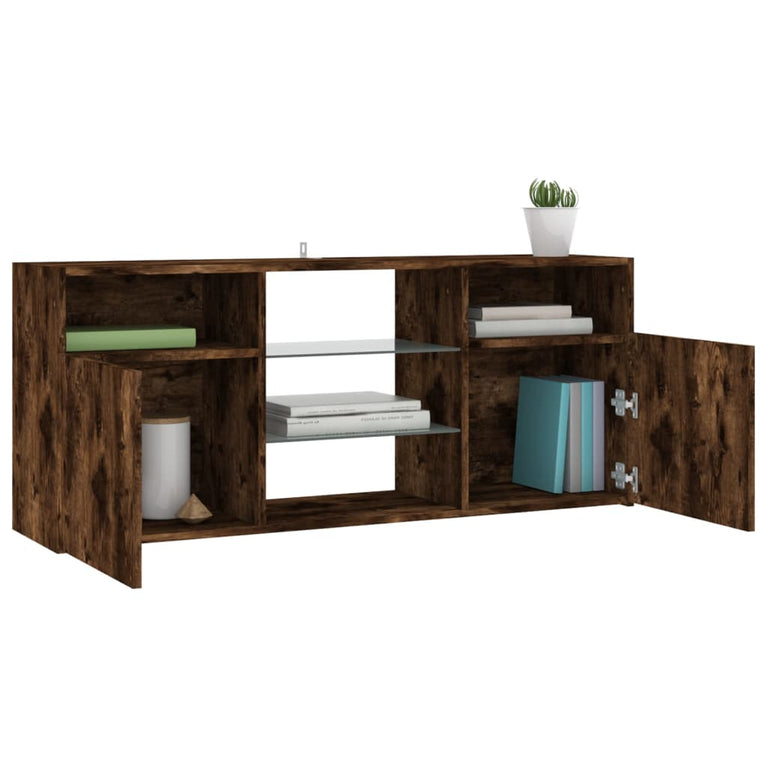 Tv-meubel met LED-verlichting 120x30x50 cm gerookt eikenkleurig