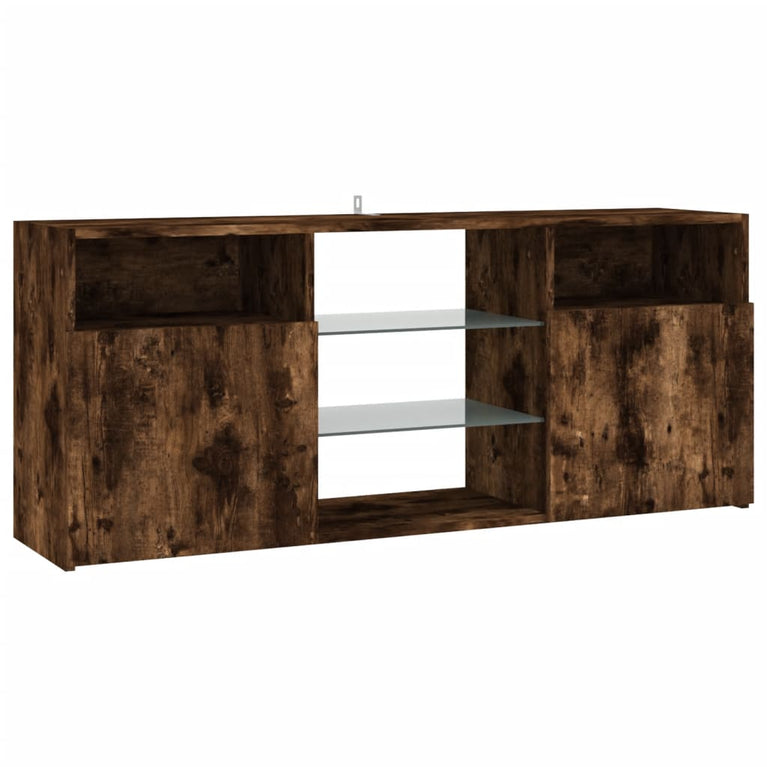 Tv-meubel met LED-verlichting 120x30x50 cm gerookt eikenkleurig