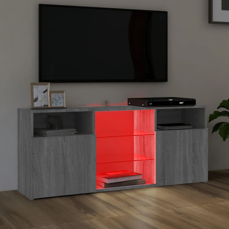 Tv-meubel met LED-verlichting 120x30x50 cm grijs sonoma eiken