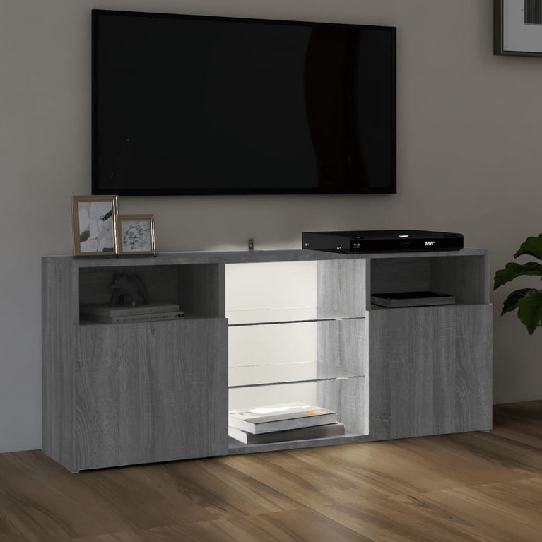 Tv-meubel met LED-verlichting 120x30x50 cm grijs sonoma eiken