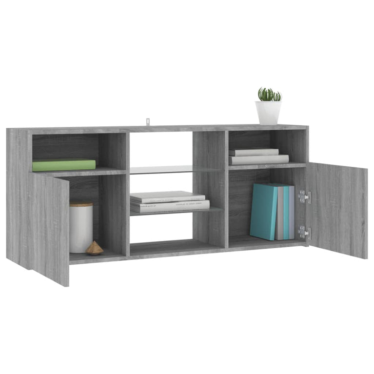 Tv-meubel met LED-verlichting 120x30x50 cm grijs sonoma eiken