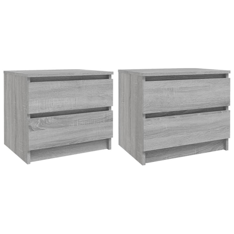 Nachtkastjes 2 st 50x39x43,5 cm bewerkt hout grijs sonoma eiken