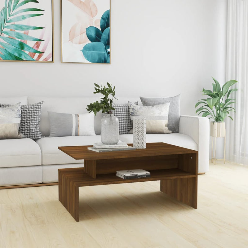 Salontafel 90x60x42,5 cm bewerkt hout bruineikenkleurig