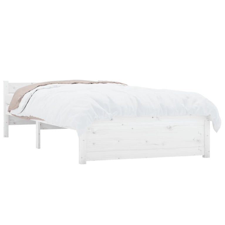 Bedframe massief hout wit 75x190 cm