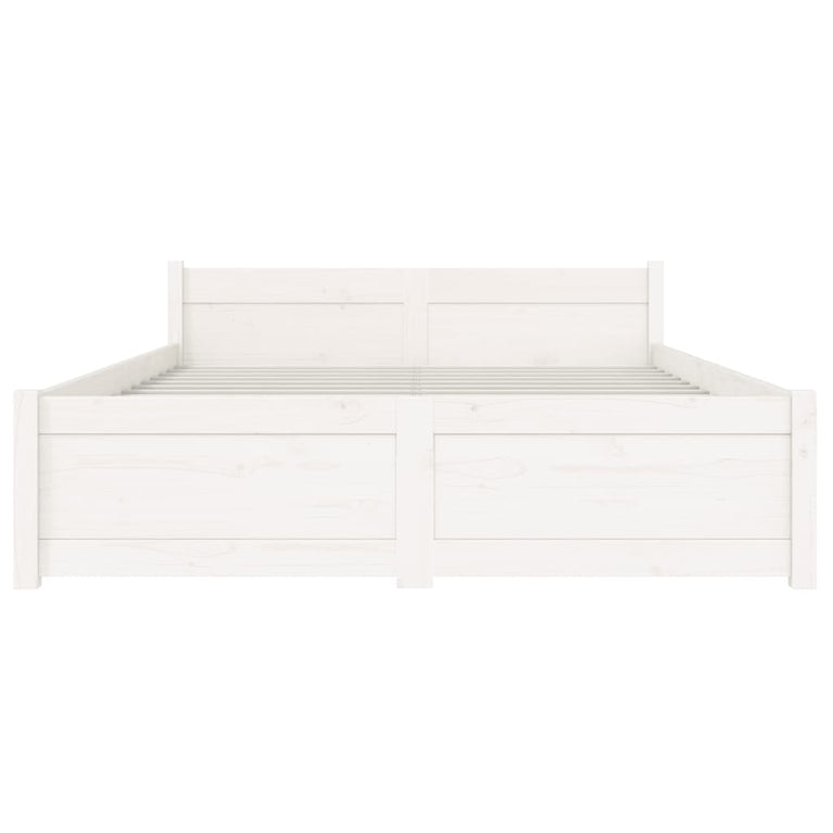 Bedframe massief hout wit 120x190 cm