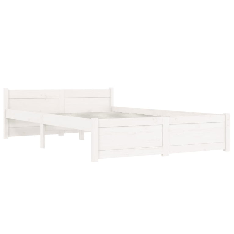 Bedframe massief hout wit 135x190 cm