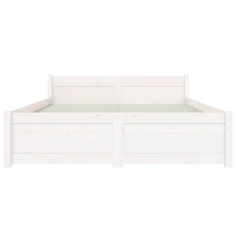 Bedframe massief hout wit 135x190 cm