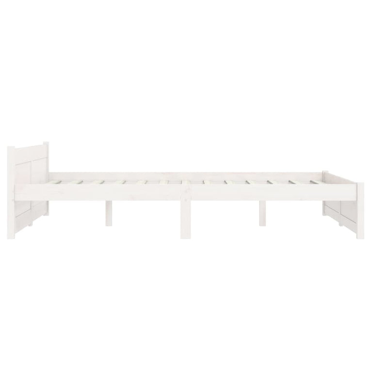 Bedframe massief hout wit 135x190 cm