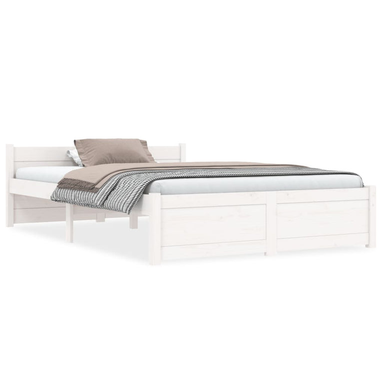 Bedframe massief hout wit 135x190 cm